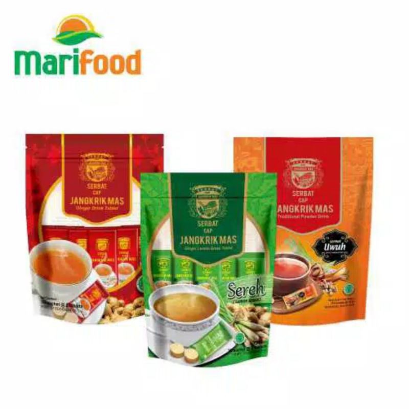 

*IMMUNE BOOSTER * *HERBAL DRINKS* *GINGER TEA* *LEMONGRASS TEA* * SAPPAN WOOD TEA* *BLACK CUMIN SEED TEA* Serbat Cap Jangkrik Mas Wedang Jahe Sereh Uwuh Habbatusauda isi 10 Sachet