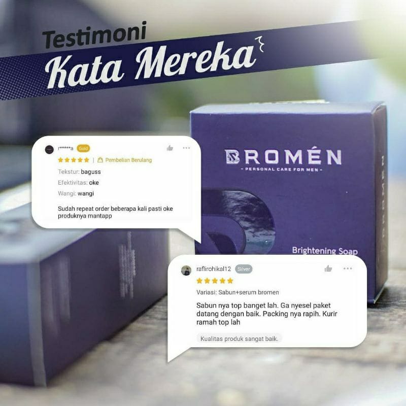 Brightening soap Bromen sabun &amp; serum wajah penghilang jerawat skincare pria 100% ORI