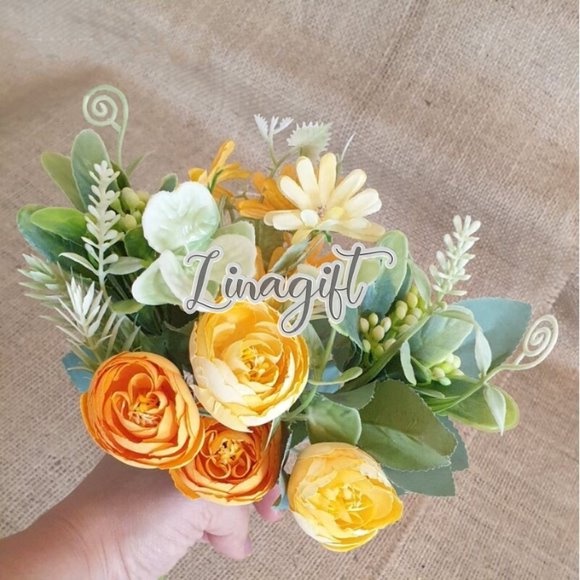 ARTIFICIAL FLOWER MIX - ROSE RUSTIC PEONY-  BUNGA PLASTIK DEKORASI HAND BOUQUET PREMIUM / ARTIFICIAL FLOWER SUN FLOWER HIASAN