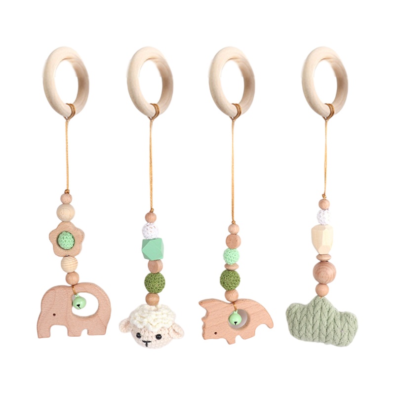 Mary 4pcs / Set Mainan Rattle Teether Bahan Kayu Untuk Bayi Newborn