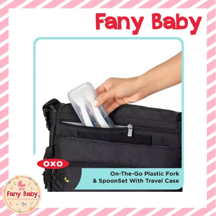 OXO TOT ON THE GO PLASTIC FORK &amp; SPOON SET WITH TRAVEL CASE