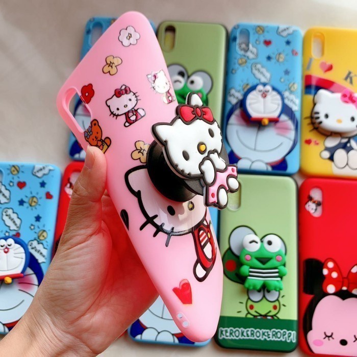 Case Kartun Plus Pop Socket For Oppo Reno 4/Reno 4F/Reno 3/Reno 3 Pro/Reno 2F