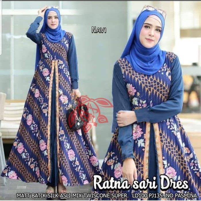 gamis MAXI RATNA SARI NAVY [Hijab 0129] SCF Baju Gamis Wanita Terbaru