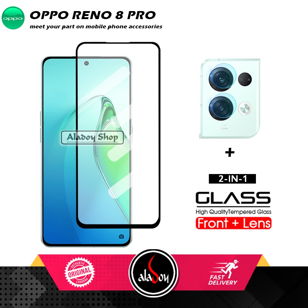 PAKET 2 IN 1 Tempered Glass Layar Oppo Reno 8 Pro + Tempered Glass Camera