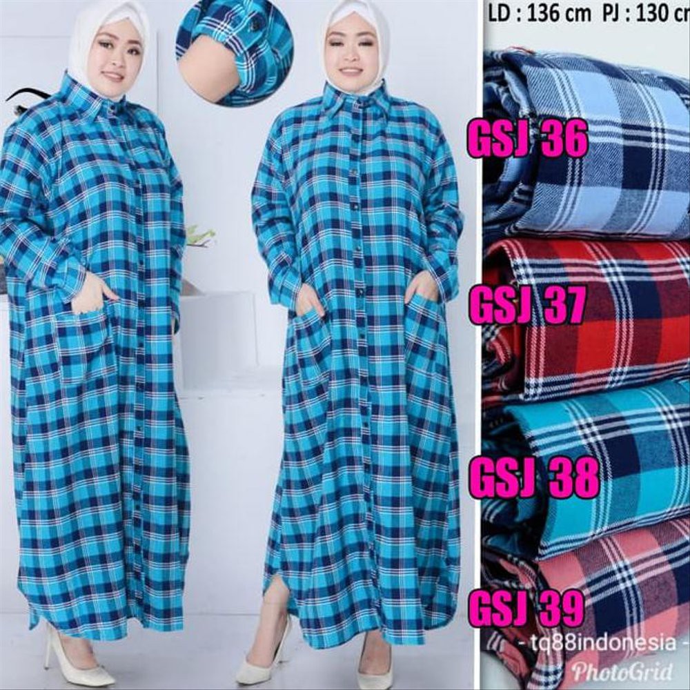 Gamis FlanelGamis Flanel JumboBaju Gamis Wanita TerbaruGamis Biru Langit Poernomof48Pm