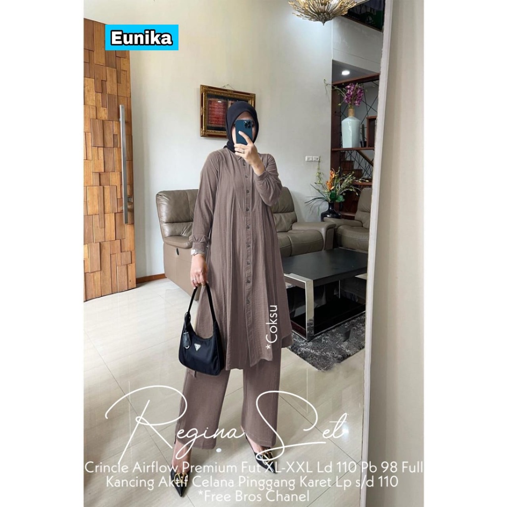 CARVIL ONE SET BY EUNIKA - CARVILA SET EUNIKA- REGINA ONESET BY EUNIKA - SET LONG TUNIK DAN CELANA WANITA - SET PAKAIAN MUSLIM WANITA-REGINA COKSU