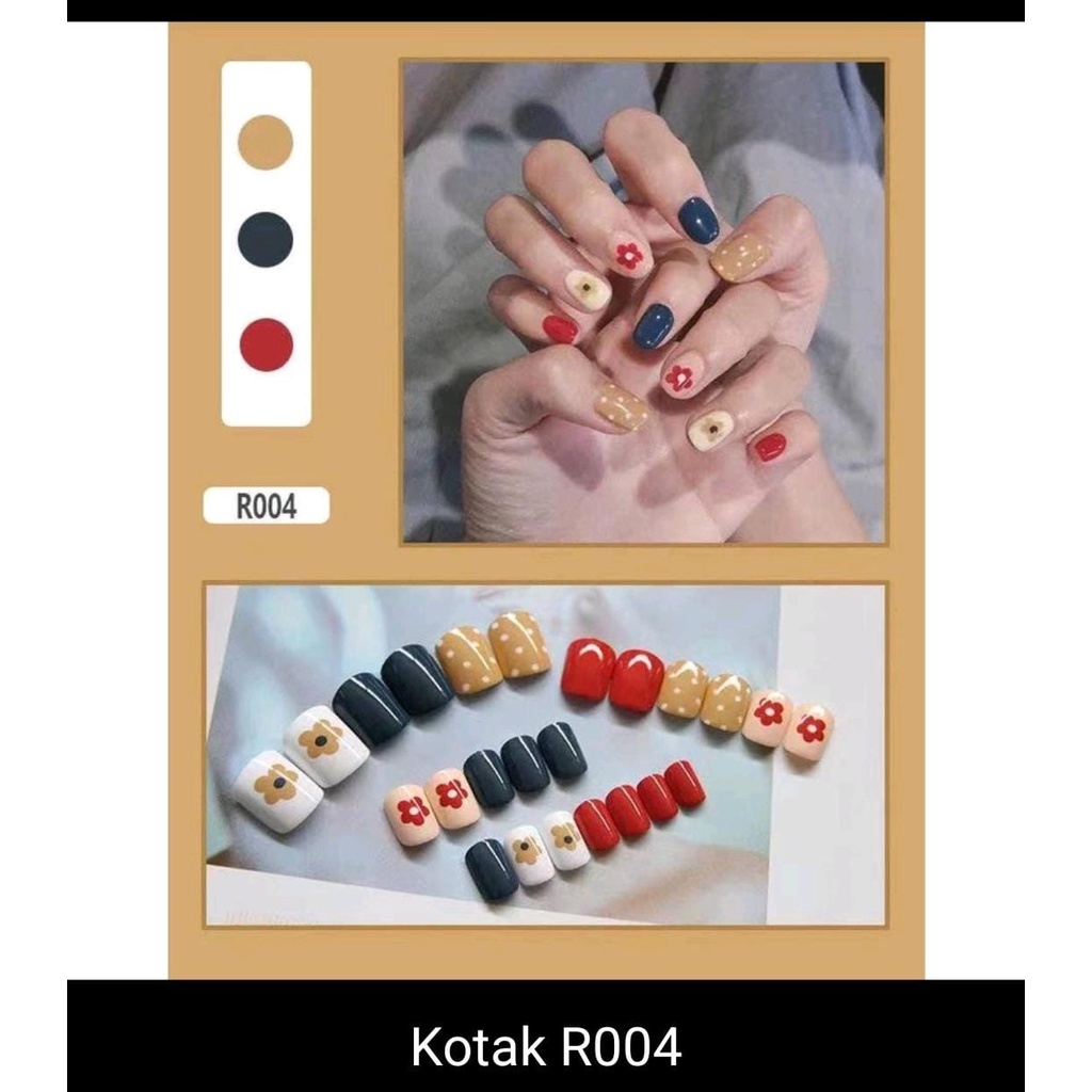 *galerybeautysemarang* Kuku Palsu Fake Nail Kuku Palsu Tahan Air 24 PCS Kuku Palsu Dan Lem /Fake Nail Art 3d /Stiker Kuku Tahan Air