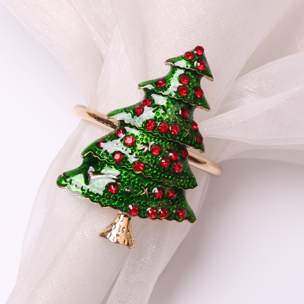 [ Metal Christmas Tree Napkin Rings   Home Decor Accessories Circle  Decoration Gift ]