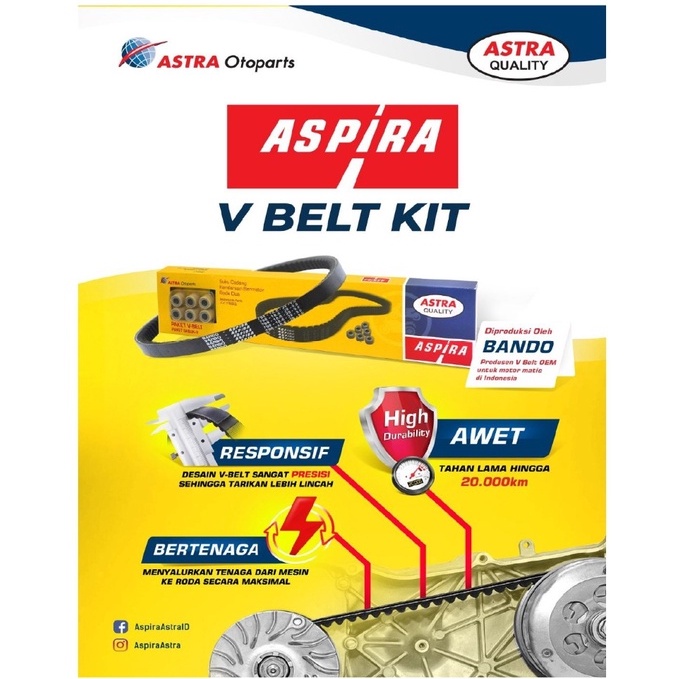 Aspira Vanbelt V Belt Van belt Fanbelt Honda Vario 110 Karbu H2-23100-KVB-1200