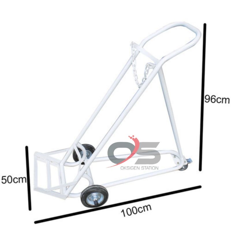 TROLI TABUNG OKSIGEN 6m3  - TROLLY TABUNG OKSIGEN 6 KUBIK -TROLI DORONGAN BESAR TABUNG OKSIGEN
