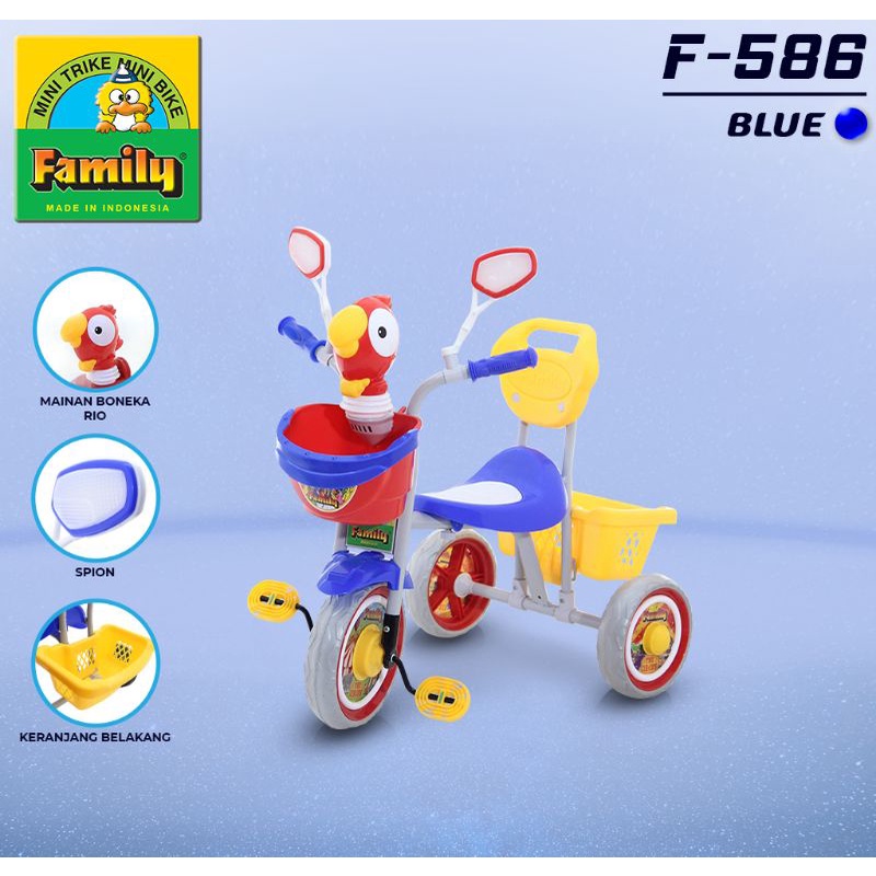 Mainan Anak Sepeda Family Tricycle Kepala Ayam Engkol Body Besi Keranjang Roda 3 Tiga Pontianak