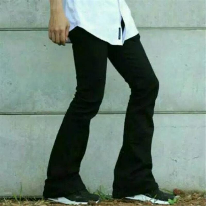 Jeans cutbray hitam, bioblitz, biowash pria