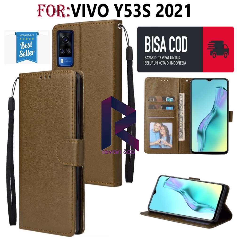 FLIP COVER VIVO Y53S 2021 CASING DOMPET FLIP WALLET LEATHER KULIT PREMIUM SARUNG BUKA TUTUP FLIP CASE VIVO Y53S 2021