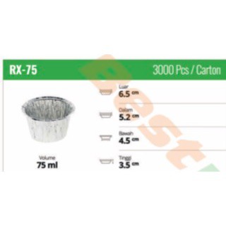 Foil Cup Alumunium Foil Cup - Alu Tray RX75 isi 10