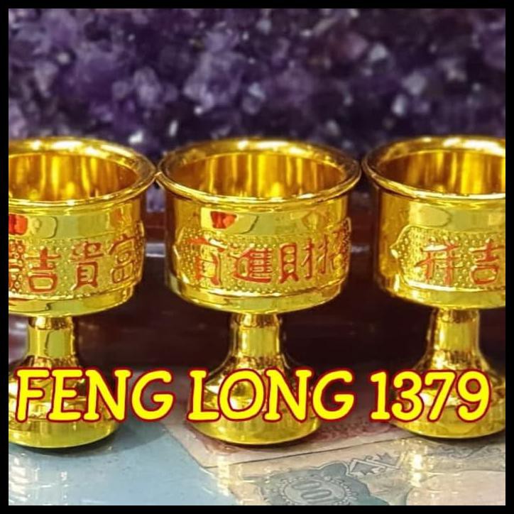 Cangkir Puja Gelas Sembahyang Plastik Isi 3 Warna Emas Ukuran Kecil