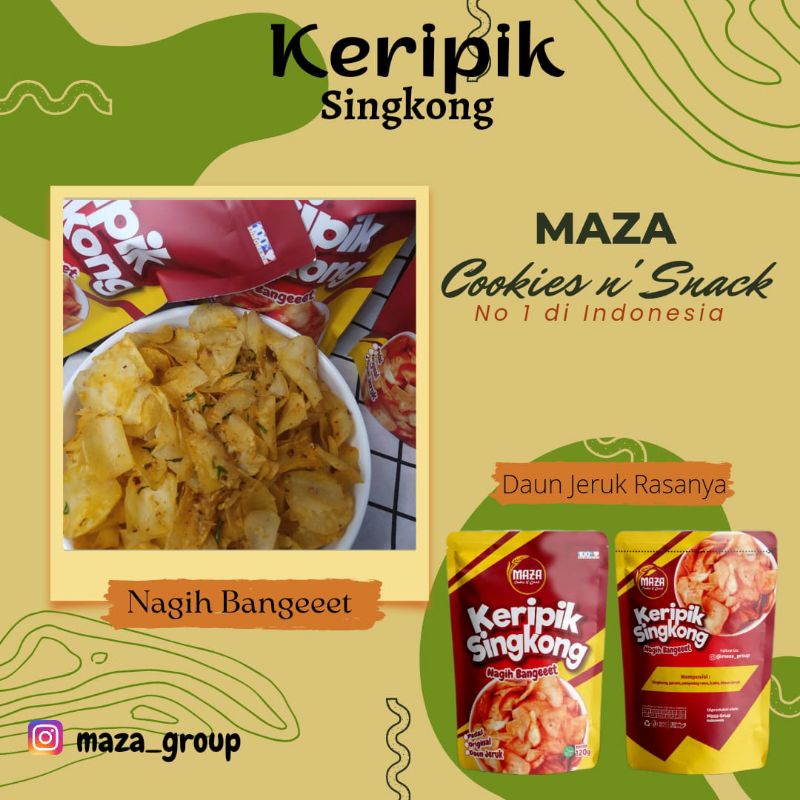 

Keripik singkong MAZA rasa daun jeruk pedas sedang 120gr COD