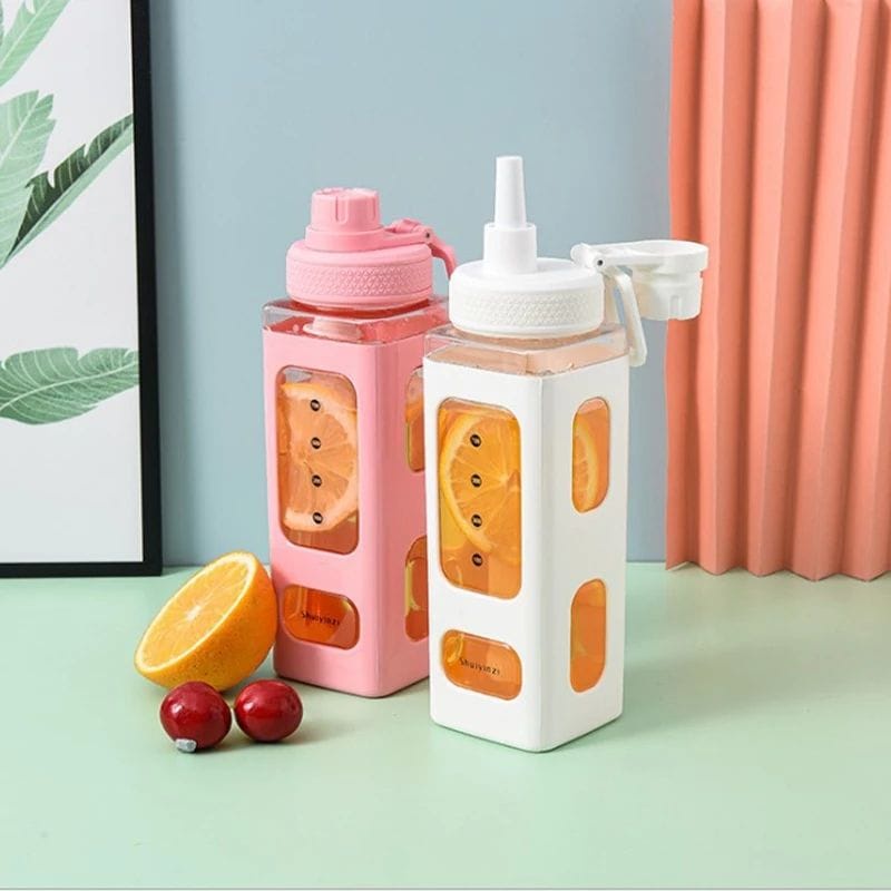 Tumblr Botol Air Minum 900ML Persegi Botol Food Grade Cute Tumbler BPA Free Material Cute Soft Color