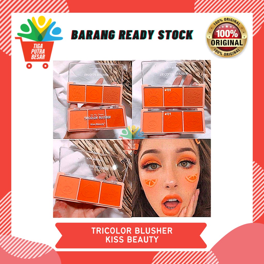 TRICOLOR BLUSHER KISS BEAUTY / BLUSH KEKINIAN ORI THAILAND