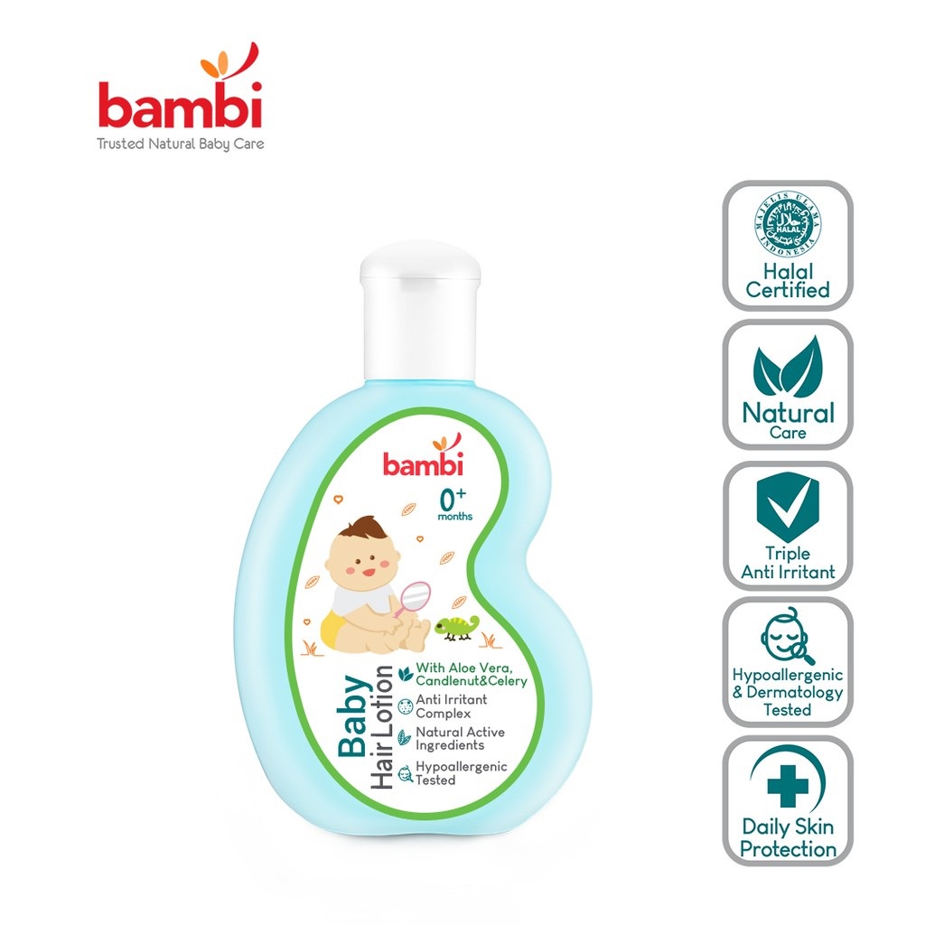 Bambi Baby Hair lotion 100ml with allantoin &amp; Vit. E /With Candlenut AloeVera &amp; Celery