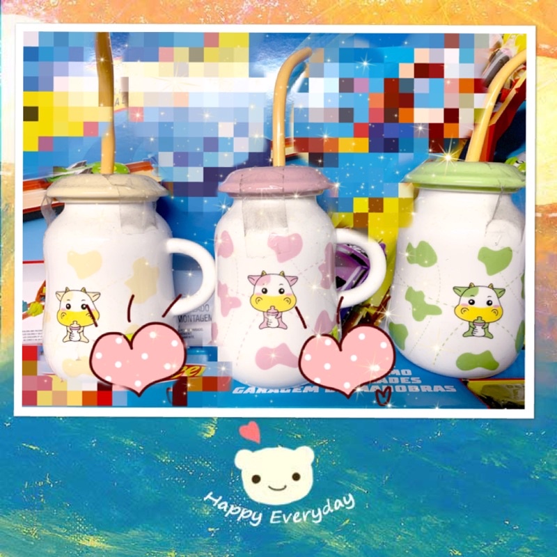 Mug/ Gelas tutup bayi sapi kecil lucu FREE TANPA SEDOTAN