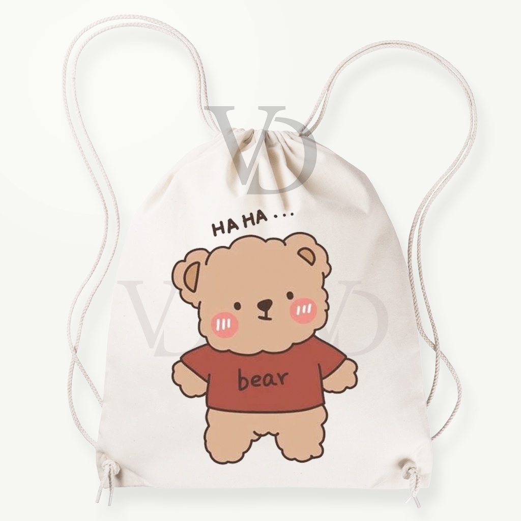 TOTE BAG KANVAS MOTIF beruang lucu / cute bear TOTE BAG / TAS BELANJA