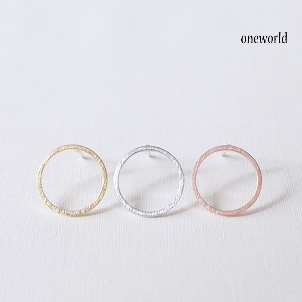 OW@ Fashion Simple Hollow Circle Charm Ear Stud Earrings Women Party Jewelry Gift