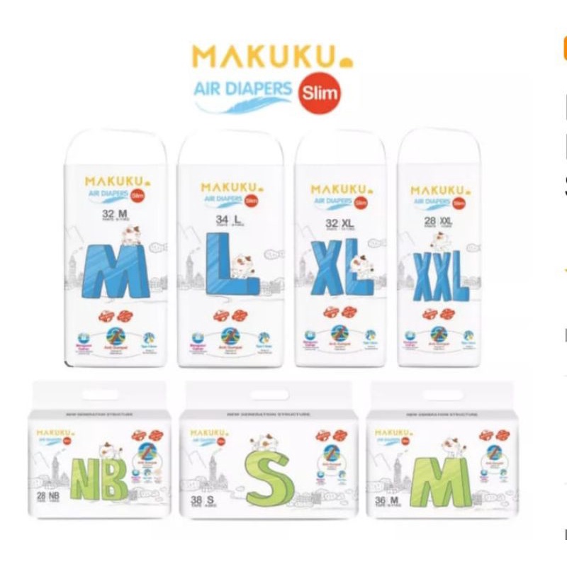 Makuku Air Diapers Slim M 36 Tape