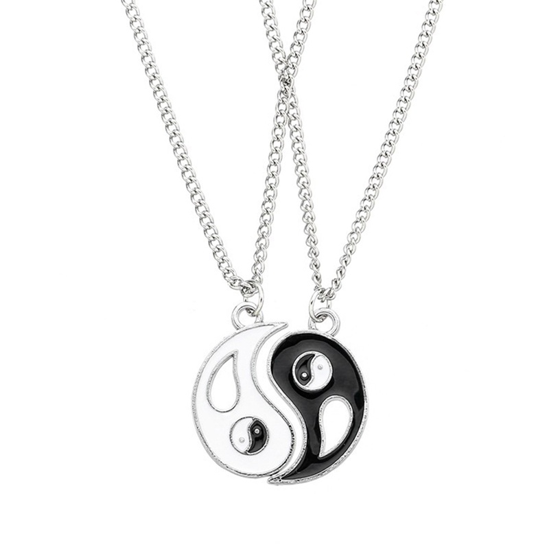 2pcs Kalung Liontin Puzzle Tai Chi Yin Yang Bahan Alloy Untuk Hadiah Ulang Tahun
