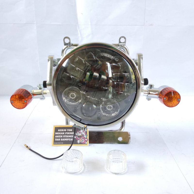 DAYMAKER 16 LED 5,75 INCH SET BATOK L2G DAN TRALIS CNC + SEIN PALU BULAT/KOTAK PNP GL MP TIGER NINJA