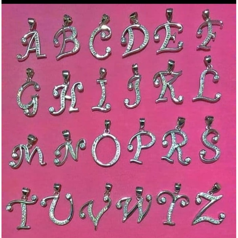 Liontin huruf liontin inisial liontin perak 925 lapis emas putih