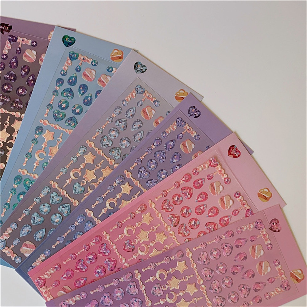 【COD Tangding】Korea Beaded Pendant Sparkling Sequin Laser Sticker DIY Star Chase Card Decoration Material Hand Account