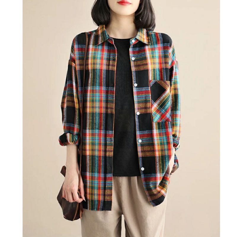 MDLV ~ 8930# Giordana Flannel Plaid Shirt Kemeja Kotak Korea Import