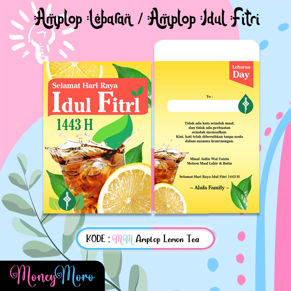

MoneyMoro Amplop Lebaran Nutri Sari Lemon Tea / Amplop Idul Fitri / Amplop Ramadhan / Angpau Lebaran / Angpau Idul Fitri / Angpau Custom