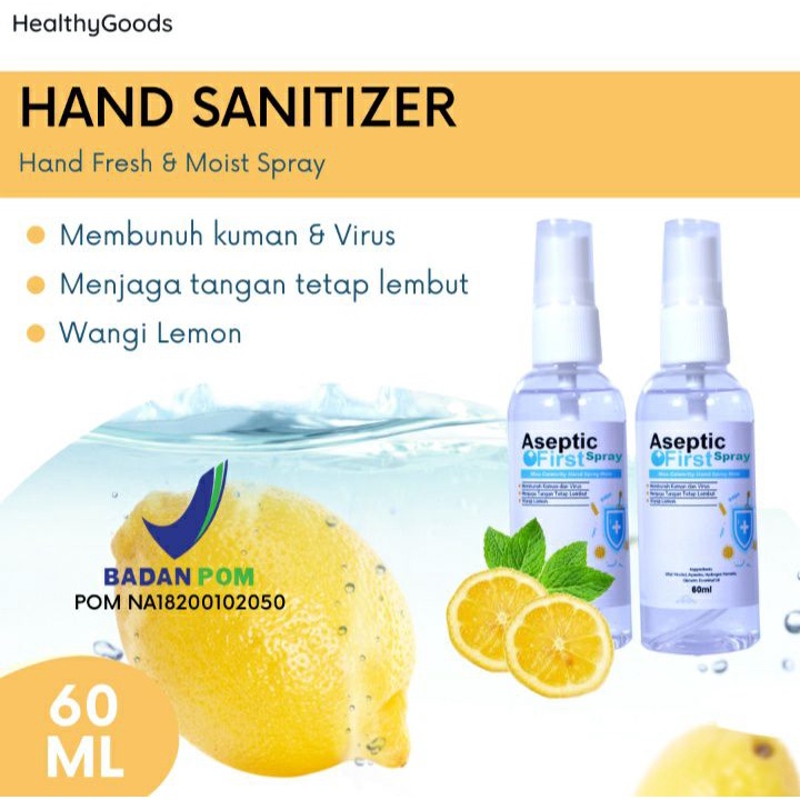 HAND SANITIZER CAIR SPRAY ASEPTIC FIRST HABD FRESH KEMASAN SPRAY 60ML