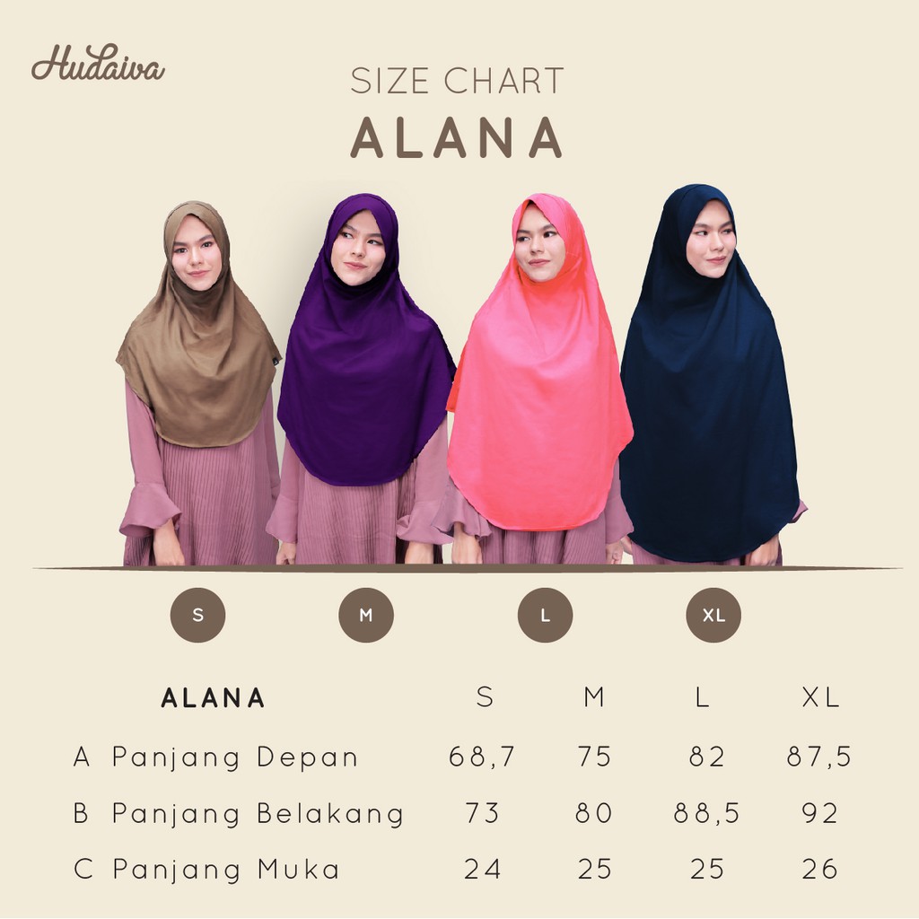 Jilbab Hudaiva Alana - Hijab Wanita Muslimah - Jilbab Instan Syar'i