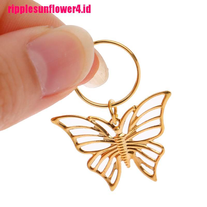 Cincin Klip Manik-Manik Butterfly Hollow Untuk Styling Rambut Gimbal