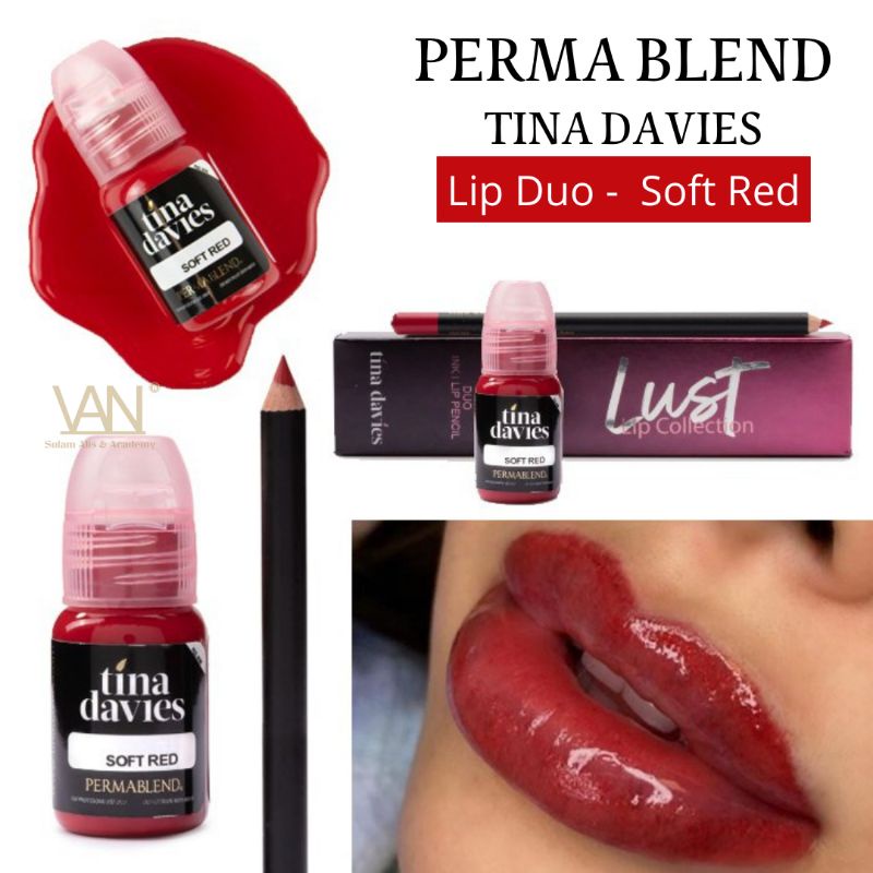 Tinta Permablend X Tina Davies Lip Duo - Soft Red Original Made in USA 15ml