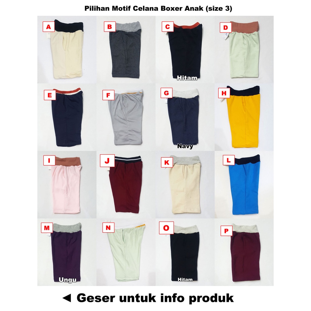 Celana Boxer Anak Tebal (3) Bisa Pilih Warna, Bahan Tebal, Celana Training, Celana Olahraga