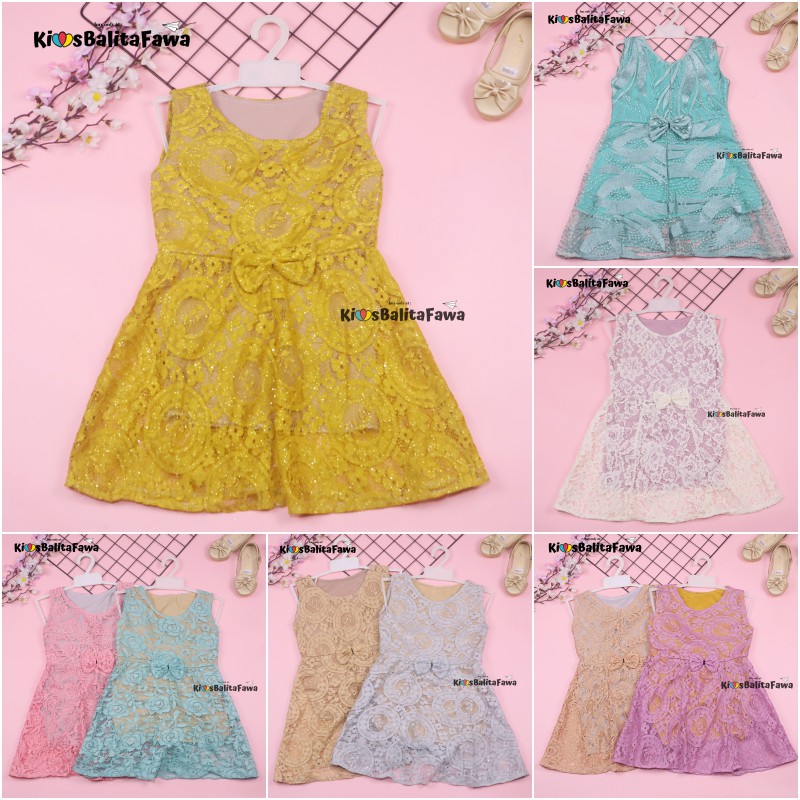 Dress Keira uk 4-5 Tahun / Dres Brukat Kensi Anak Perempuan Gaun Pesta Kondangan Baju Balita Import