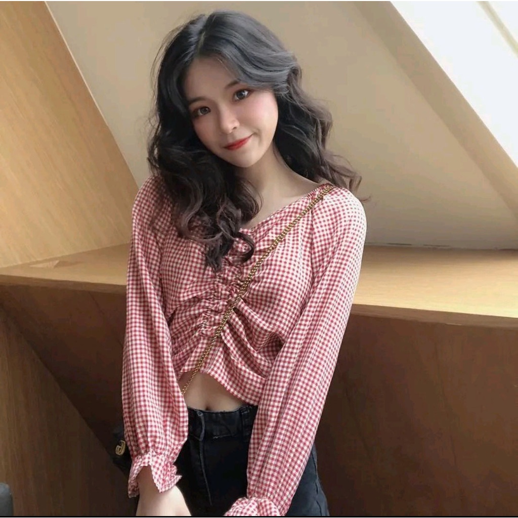 Atasan Top Blouse Tangan Panjang Korean Style 881