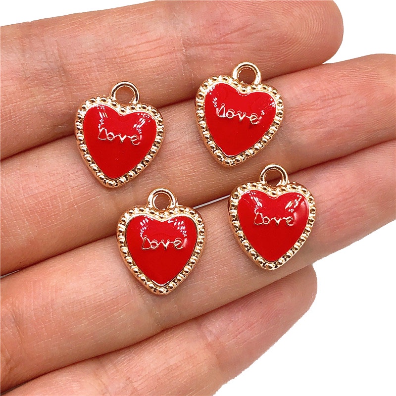 4pcs Charms Bentuk Hati Bahan Alloy Untuk Membuat Perhiasan