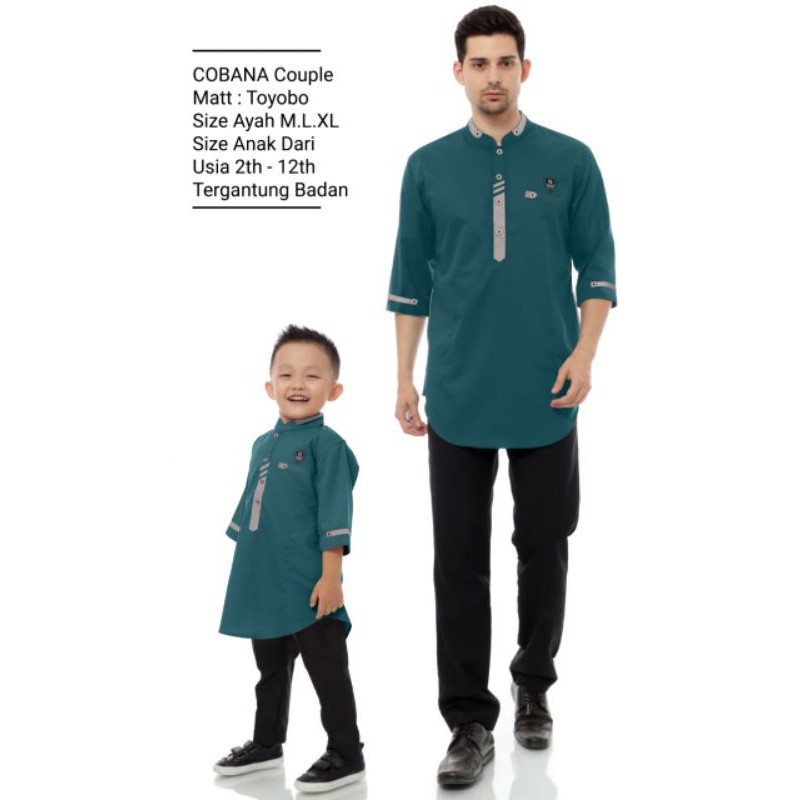 COUPLE KURTA KOKO PAKISTAN COBANA TOYOBO BIRU TOSKA DUSTY PINK SALEM HITAM PUTIH