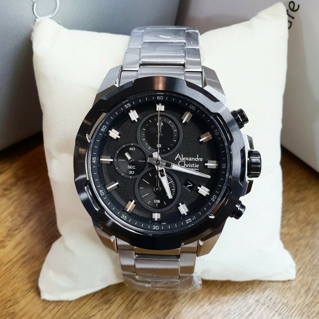 alexandre Christie  AC 6468 pria original stainless steel silver hitam