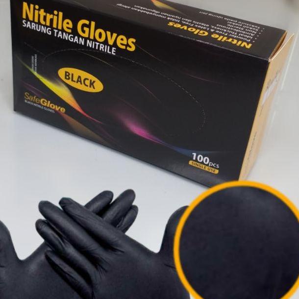 perlengkapan kebersihan   new  sarung tangan nitril warna hitam black karet nitrile non latex non co