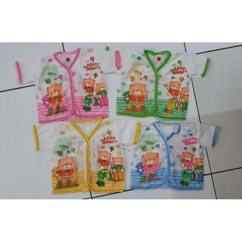 12pc BAJU BAYI LENGAN PENDEK Putih Sablon, Bayi Lengan pendek Bahan Cotton Newborn Baby Unisex