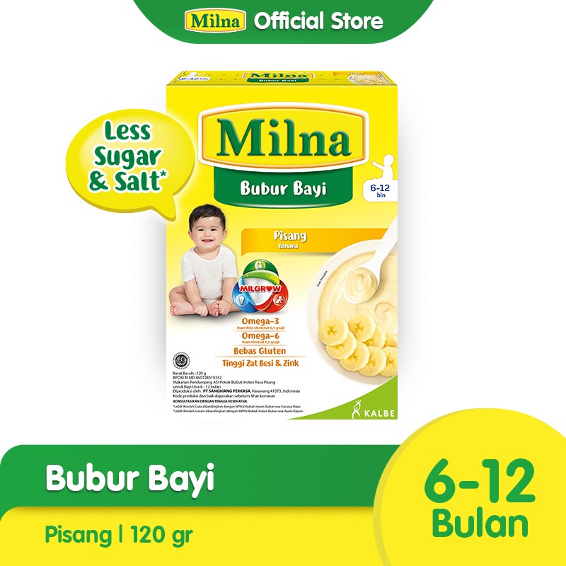 Milna Bubur Bayi 6-12 Bulan 120gr / Milna Bubur Bayi 6+ / MPASI Bayi Sehat