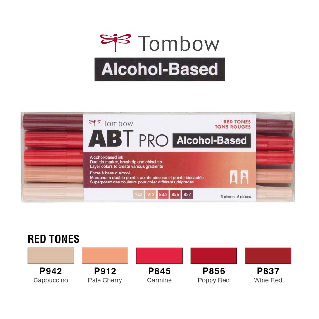

TOMBOW ABT PRO New Red set 5 colors - Tombow Art Markers New Technology Artist Professional