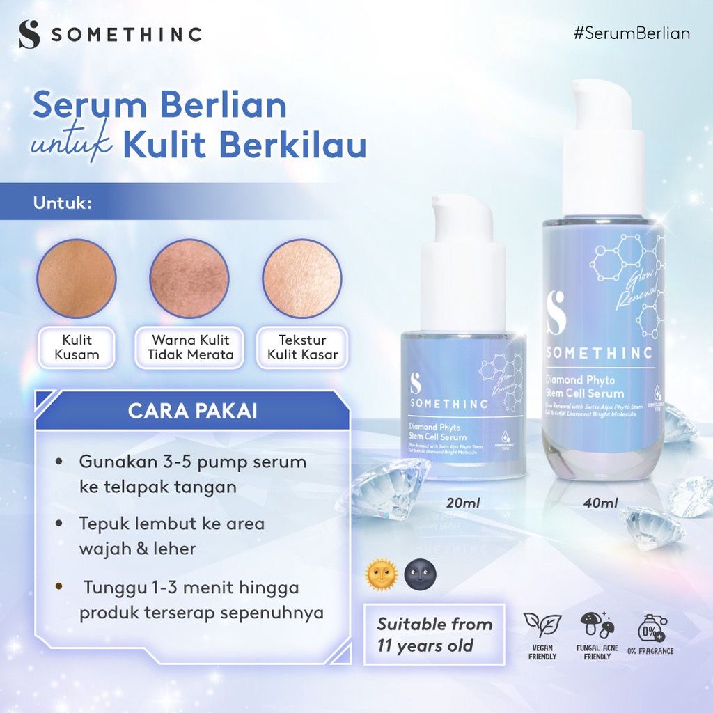 BPOM SOMETHINC Diamond Phyto Stem Cell Serum - Serum Diamond untuk Kulit Berkilau dan Cerah Pemutih Pencerah Wajah 20ml 40ml