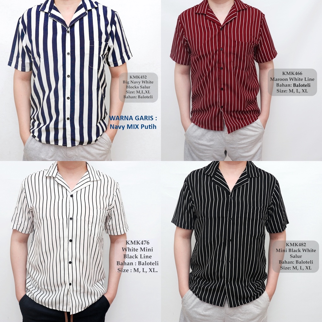 Kemeja Lengan Pendek Cowok / Kemeja Salur Pria G014