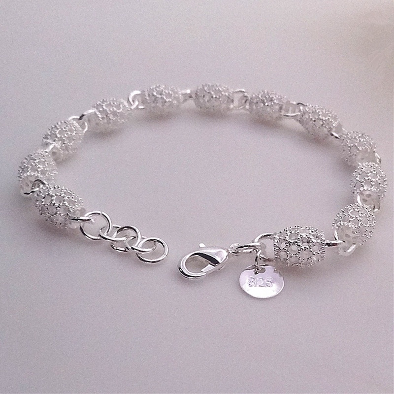 Gelang Rantai Bahan 925 Silver Model Hollow Untuk Wanita